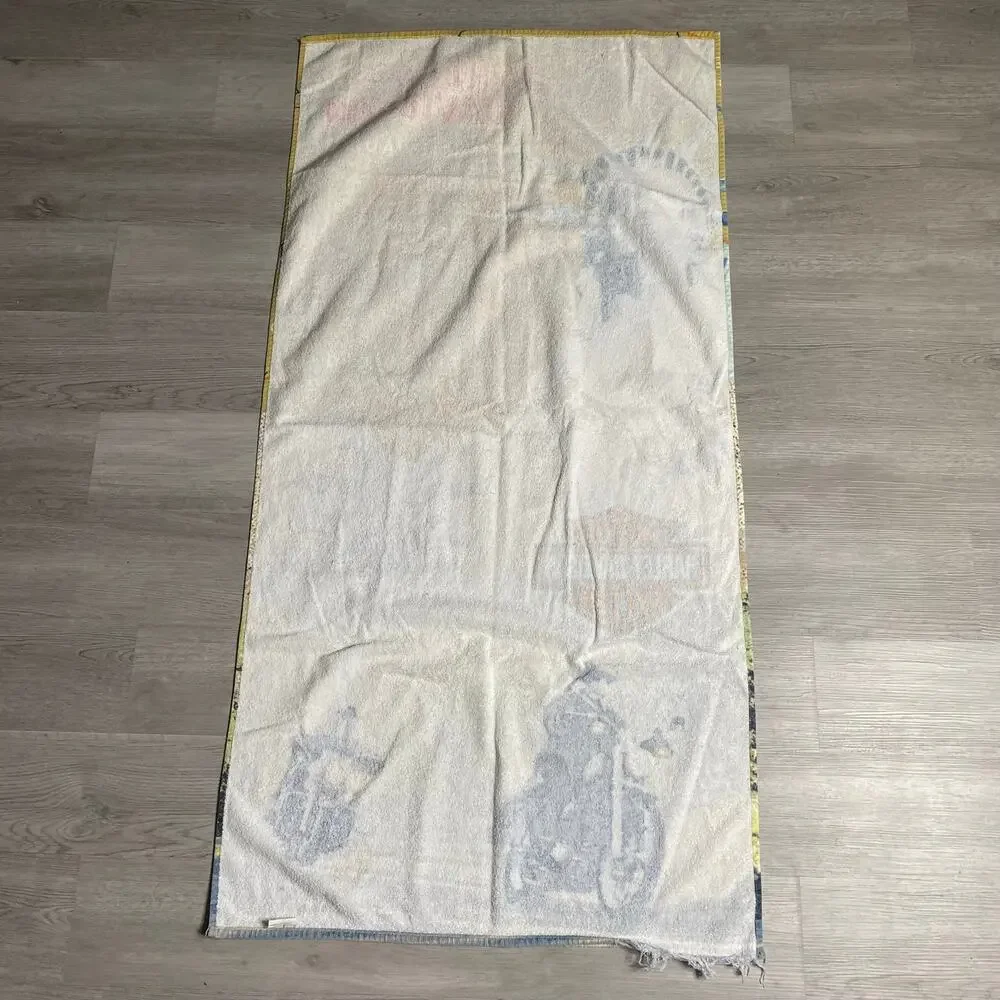 Vintage 2003 Harley Davidson Motorcycles Beach Towel Landmarks Map Biker 27x54